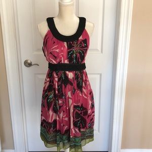 Nicole dress, vibrant pink and black, size 6
